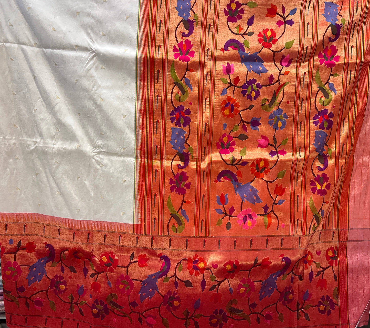 Milky White Paithani