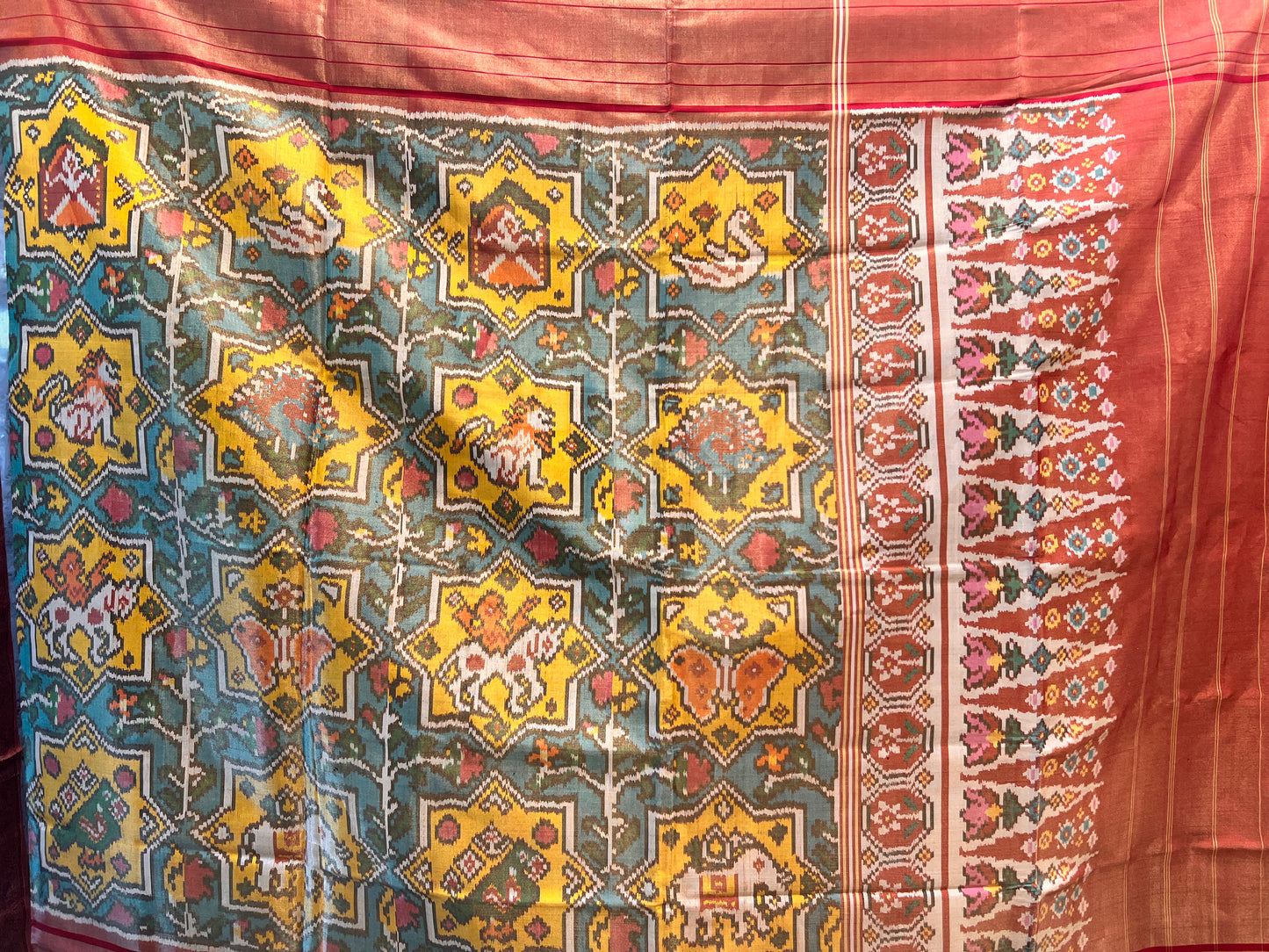 Single Ikkat Patola with Kanjeevaram Border