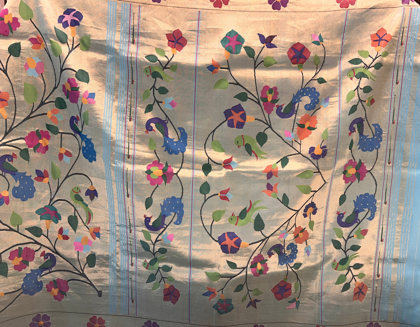 Turquoise Paithani Saree