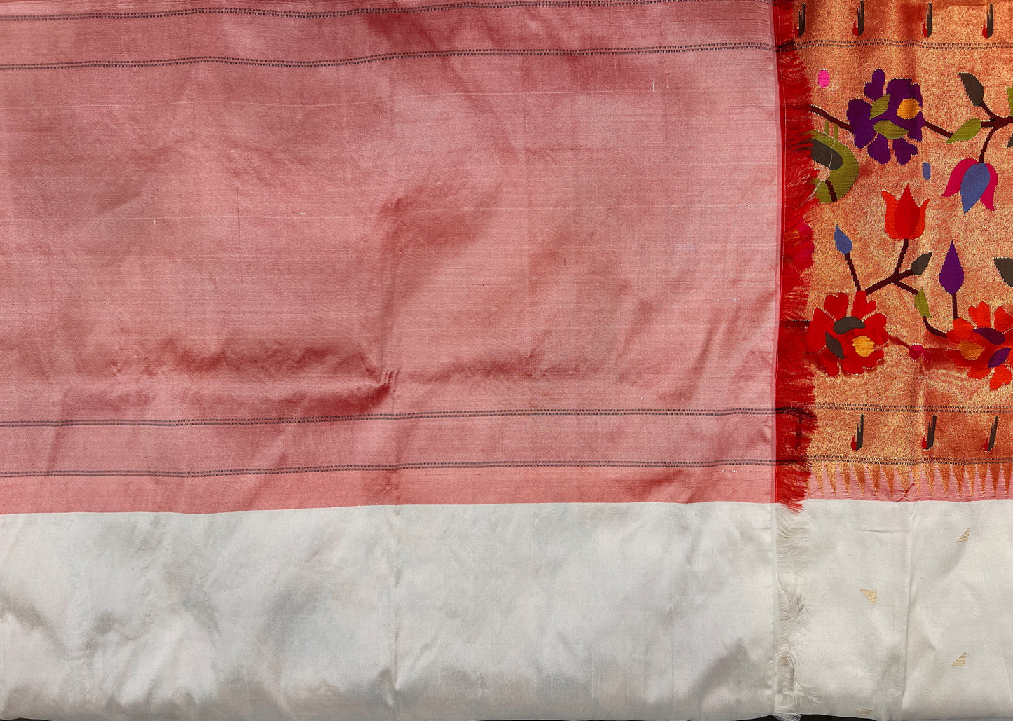 Milky White Paithani