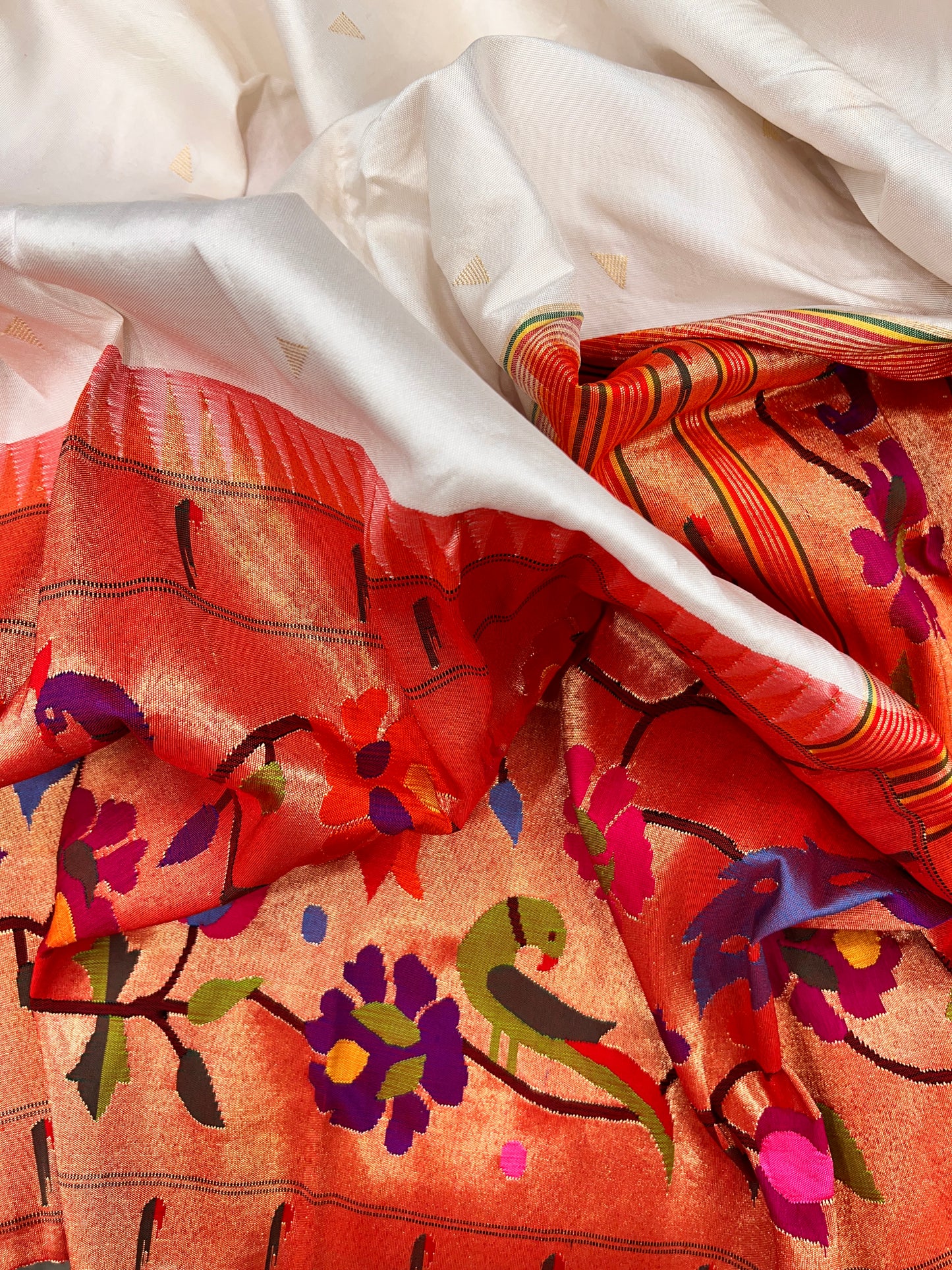 Milky White Paithani