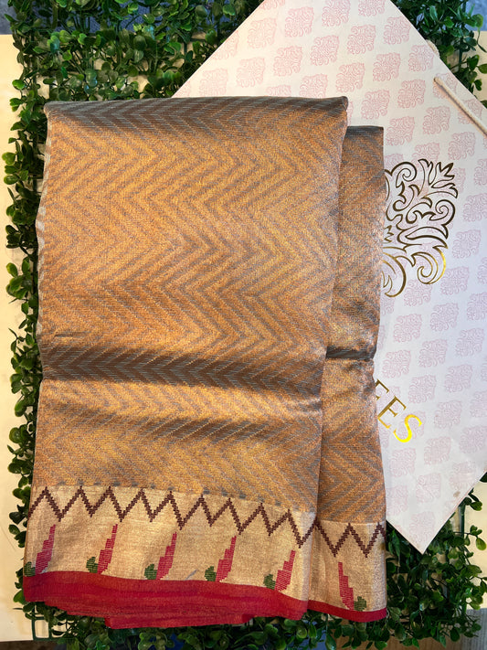 Double Tissue all over Real Zari Kota Paithani