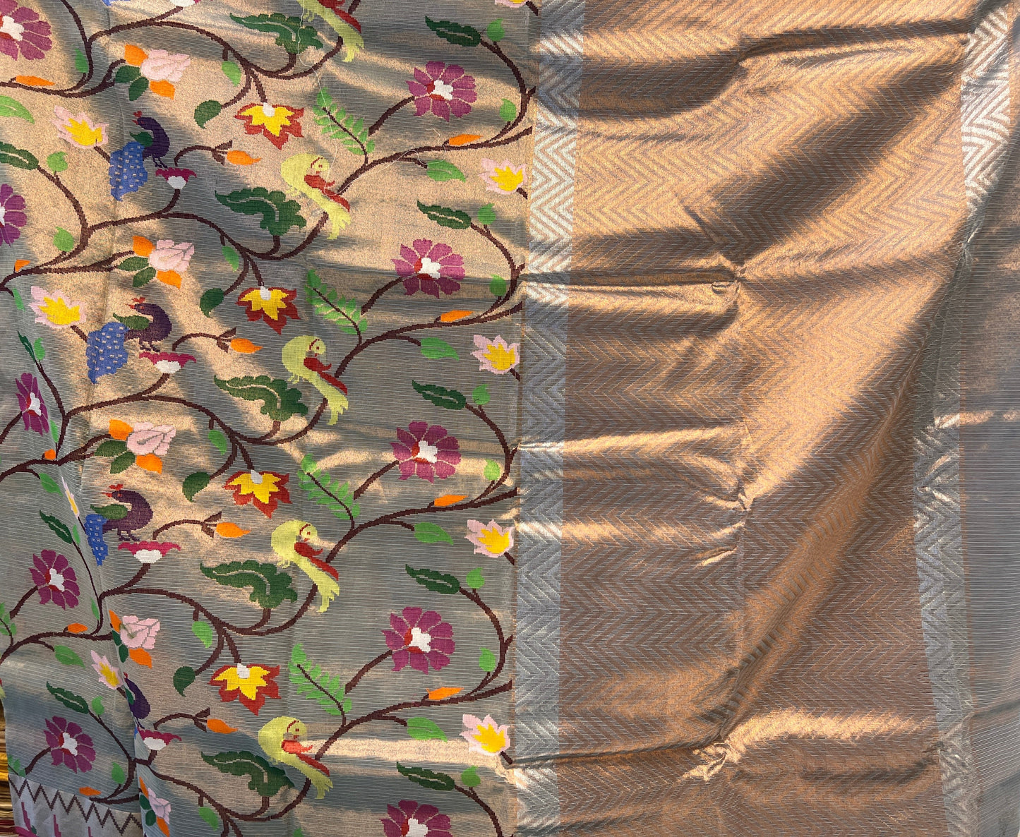 Double Tissue all over Real Zari Kota Paithani