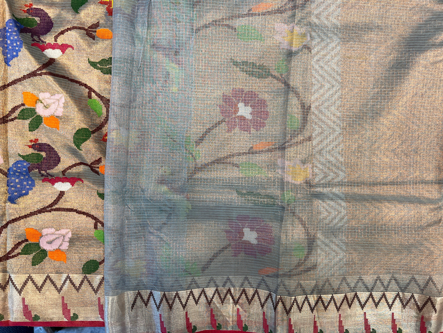 Double Tissue all over Real Zari Kota Paithani