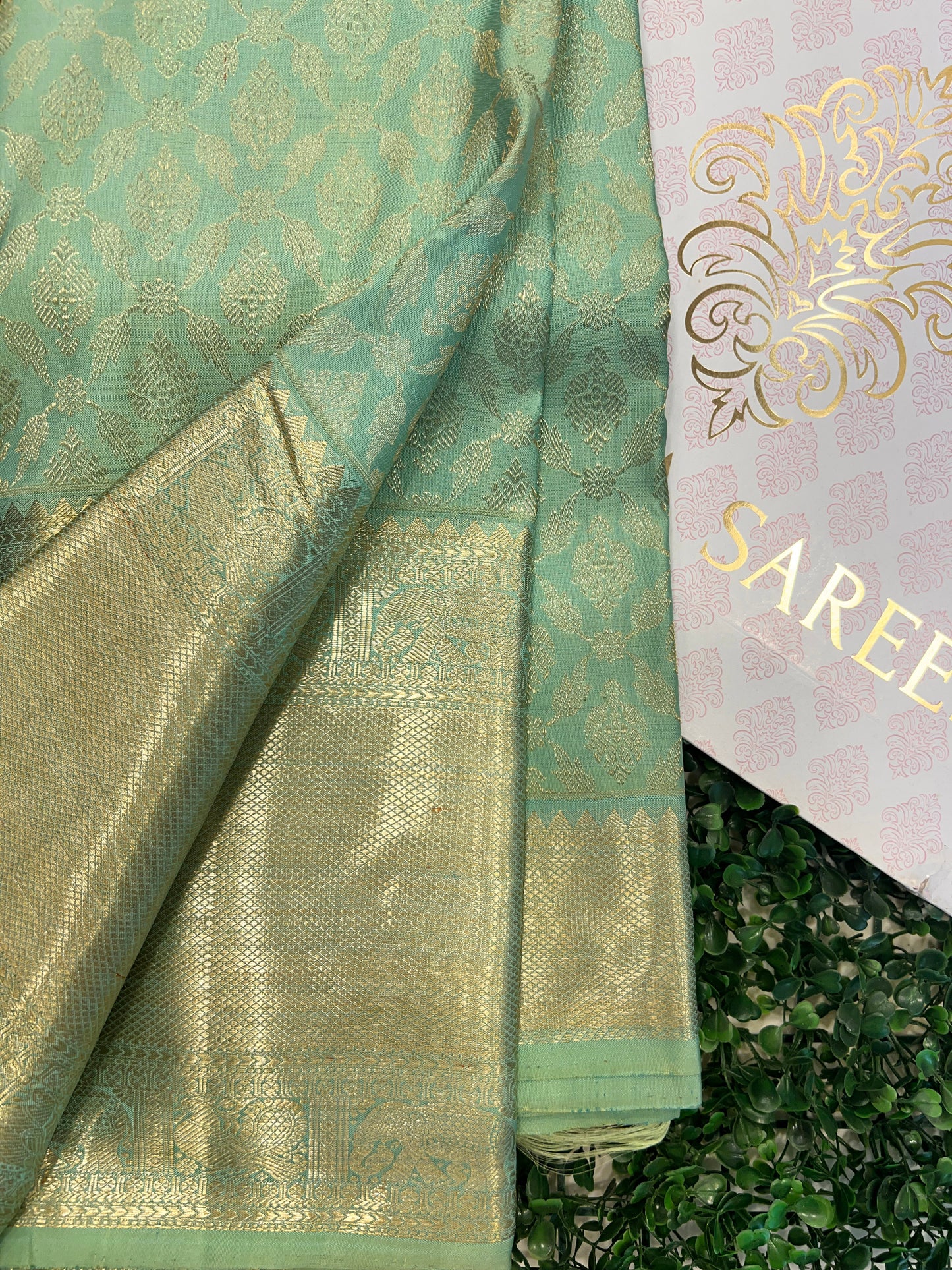 Pastel Sea Green Kanjeevaram