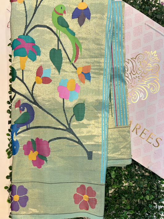 Turquoise Paithani Saree