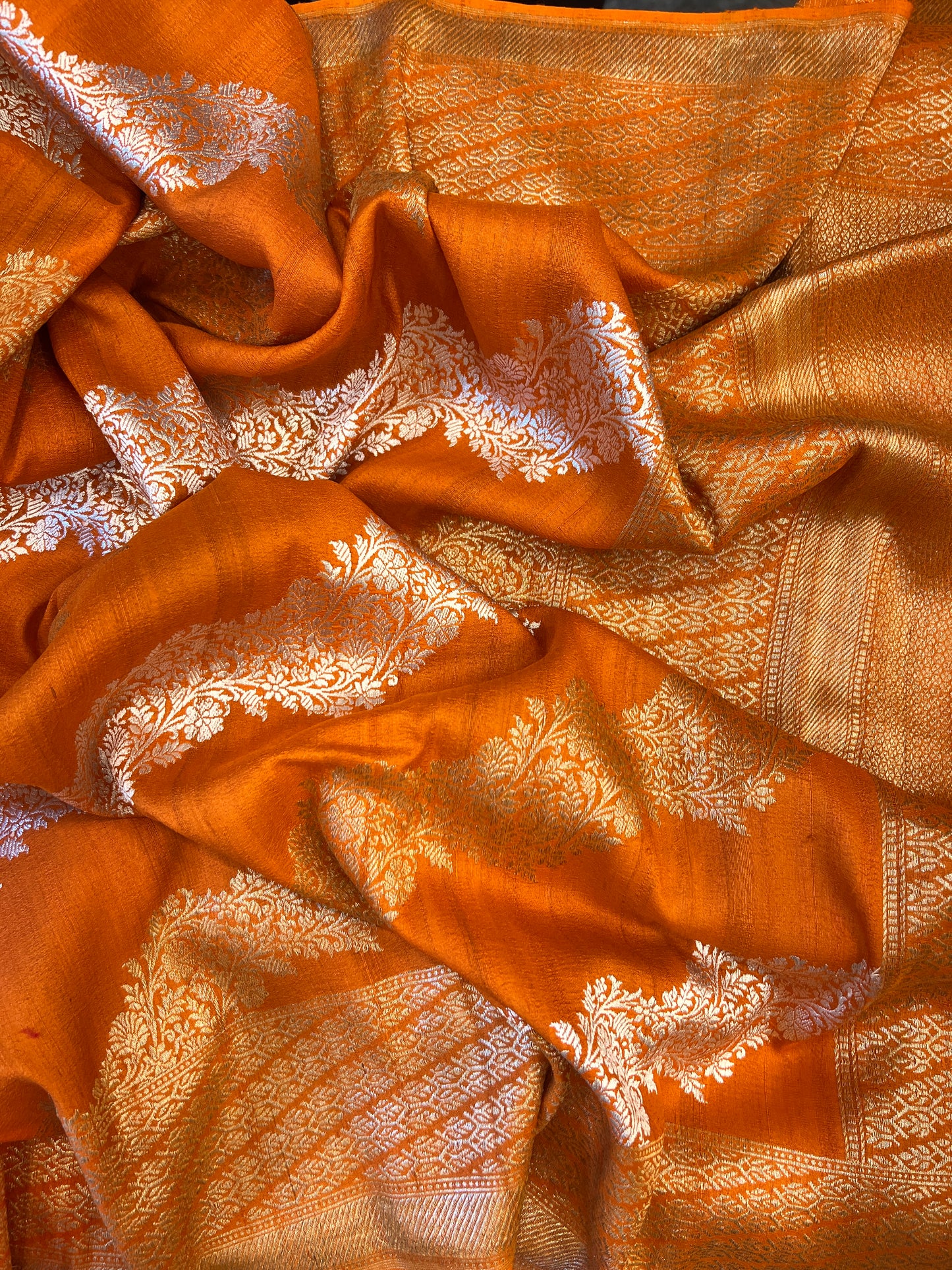 Burnt Orange Tussar Georgette