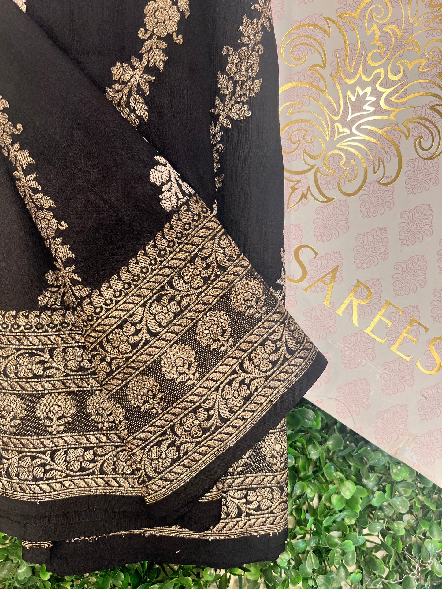 Black Lehriya Tussar Georgette