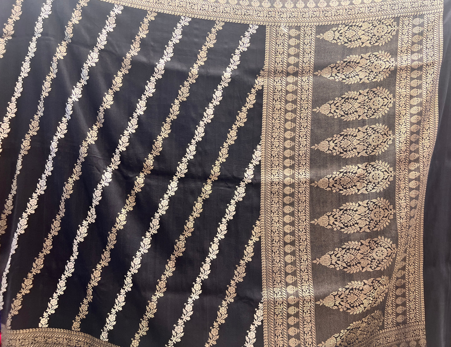 Black Lehriya Tussar Georgette