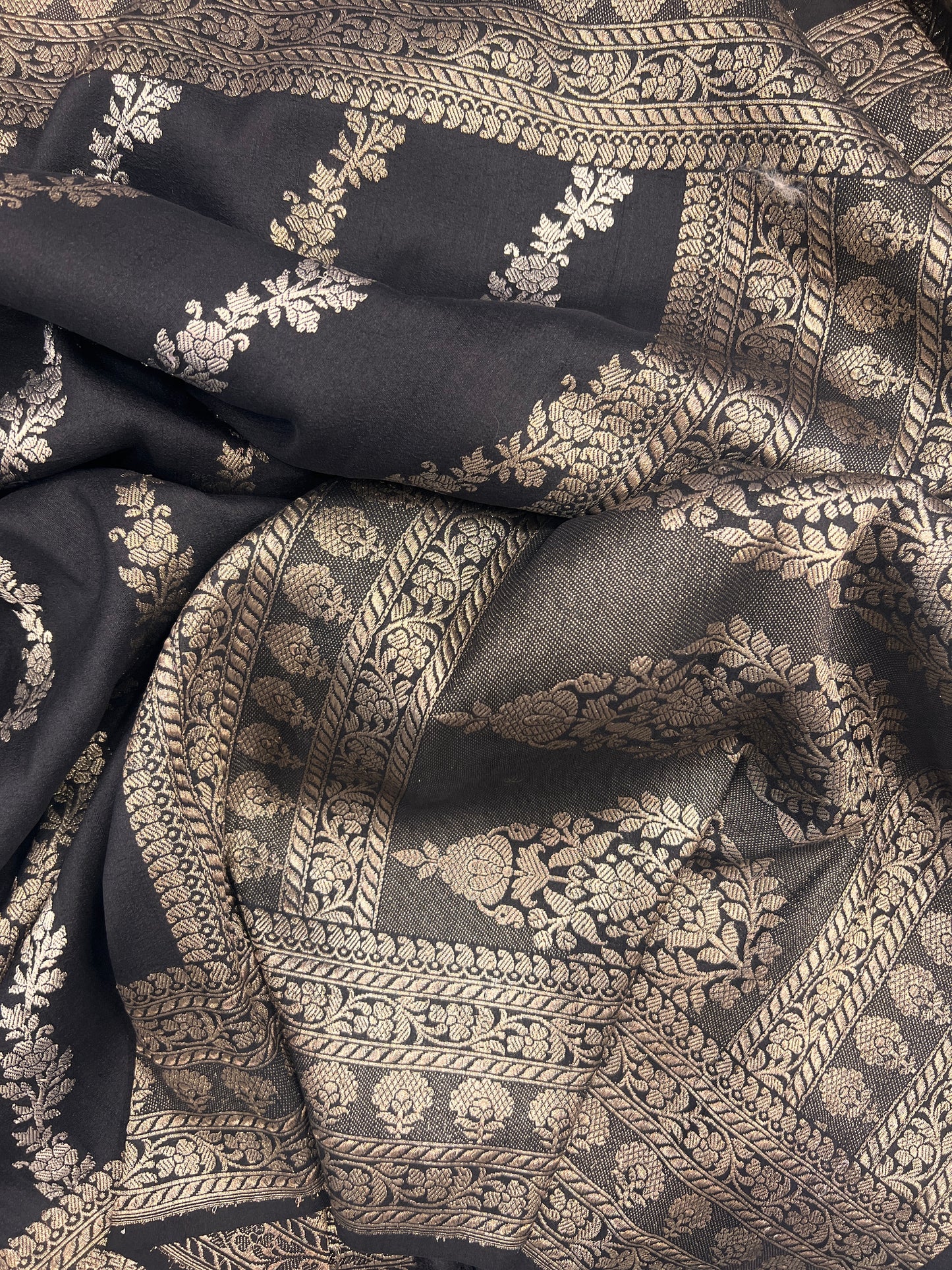 Black Lehriya Tussar Georgette