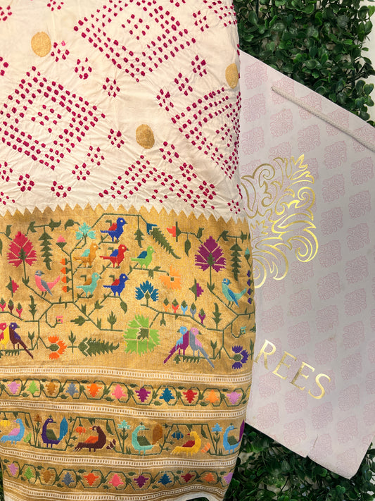 Bandhani with a Paithani Border