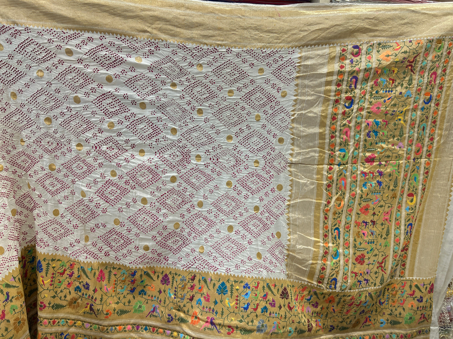 Bandhani with a Paithani Border