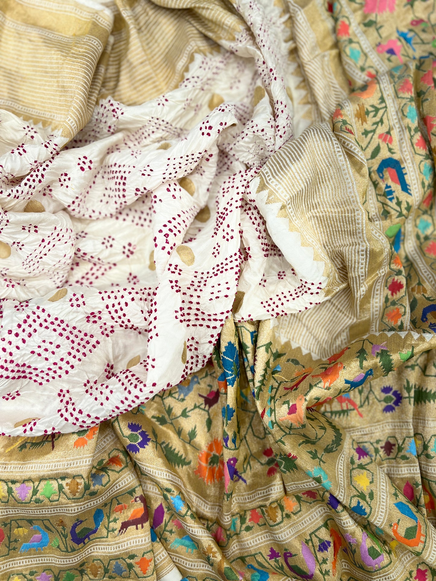 Bandhani with a Paithani Border