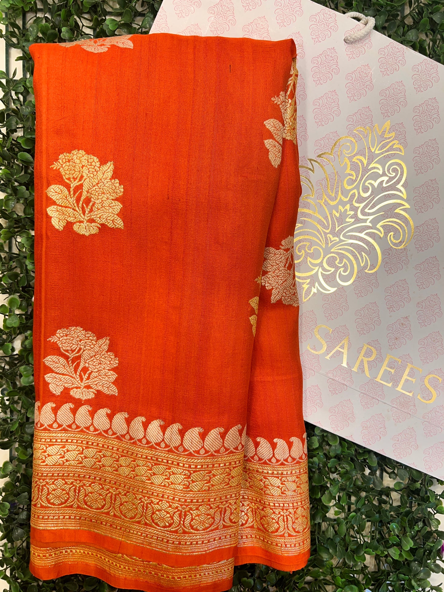 Burnt Orange Tussar Georgette