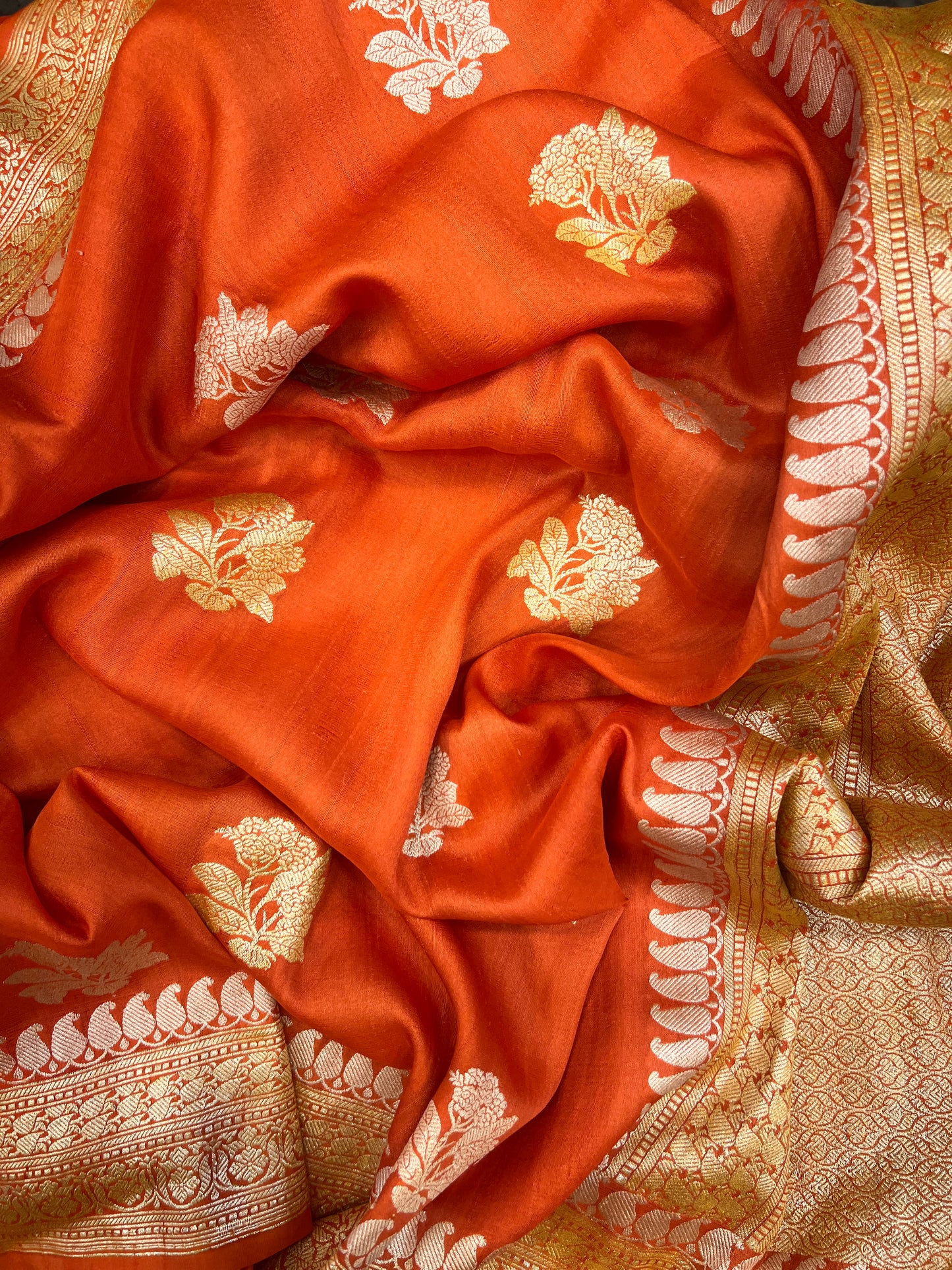 Burnt Orange Tussar Georgette