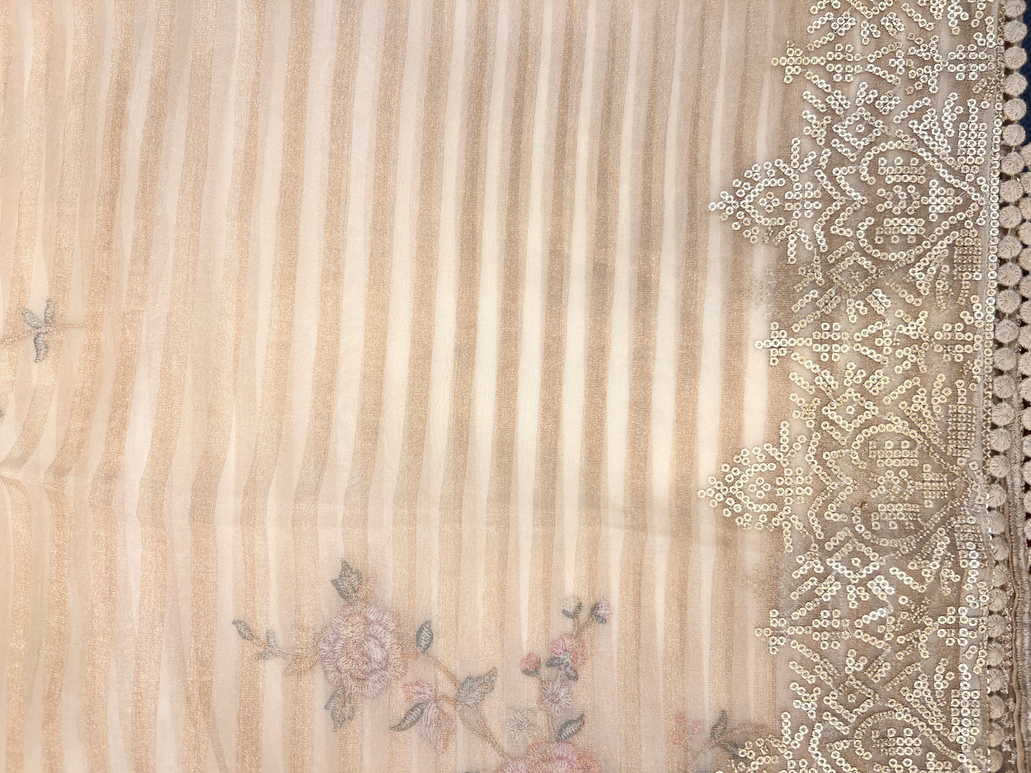 Tissue Kora with Sequin Work Border